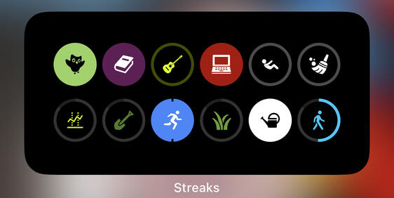 Streaks app to track habits